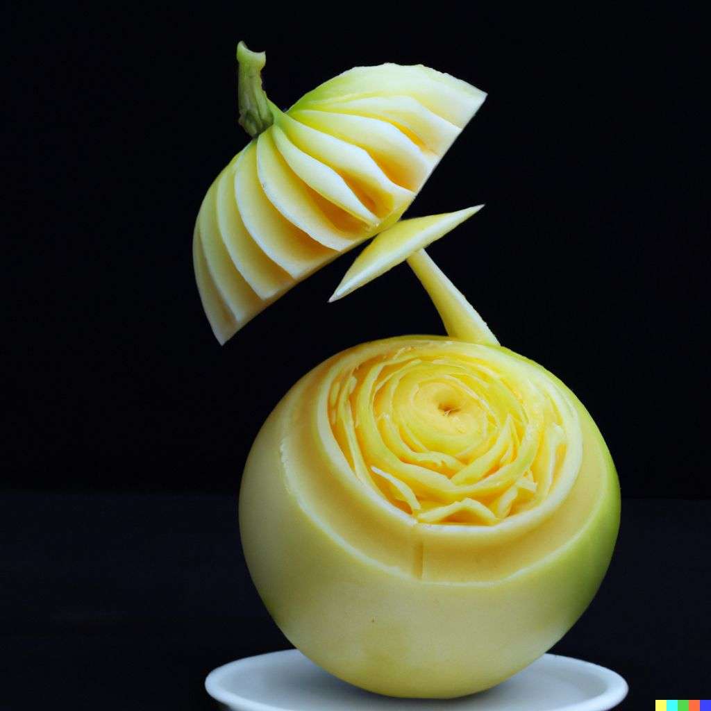 the discovery of gravity, fruit carving